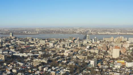 Urban-aerial-view-of-Dnipro-city-skyline.-Winter-cityscape-background.