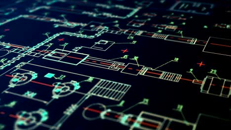 Die-Spannweite-der-Kamera-nach-der-Zeichnung-des-Plans-der-modernen-Technik