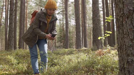 Ältere-Frau-macht-Fotos-von-der-Natur