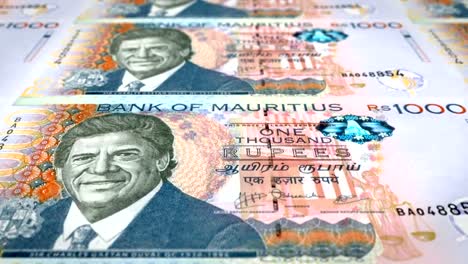 Banknotes-of-one-thousand-rupees-of-the-Mauritius-Islands,-cash-money,-loop