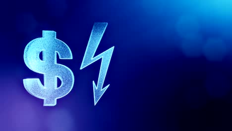 dollar-sign-and-emblem-of-lighting-bolt.-Finance-background-of-luminous-particles.-3D-loop-animation-with-depth-of-field,-bokeh-and-copy-space-for-your-text.Blue-color-v2