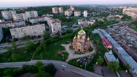 Aerial-view-of-constructed-church-in-Lviv,-Ukraine.