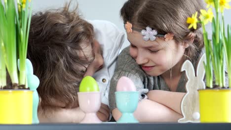 Boy-and-girl-have-Master-class-of-making-Easter-decor