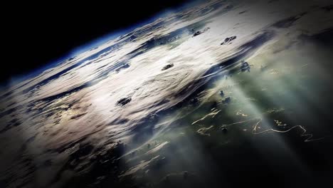 Sun-Rays-Above-The-Planet-Earth.-Earth's-Atmosphere.