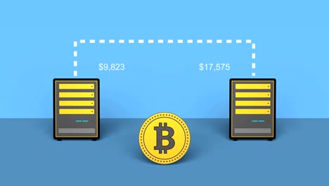 Criptomoneda-Bitcoins-minería-animación