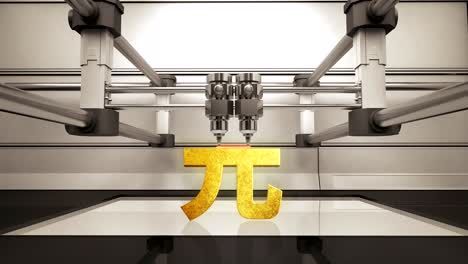 3D-printer-making-Yuan-money-gold-currency-sign,-3D-scanner