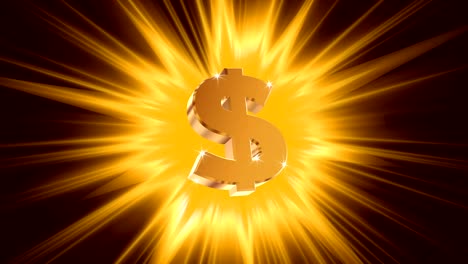 Dollar-sign-on-radiant-light-background,-success,-large-income,-jackpot-winner