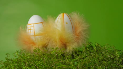 Easter-eggs-with-colored-feathers.