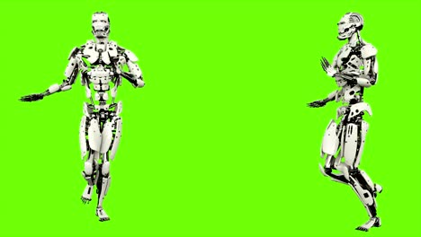 Robot-android-with-a-graceful-gait.-Realistic-looped-motion-on-green-screen-background.-4K