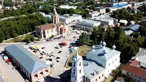 Aerial-view-of-central-Cathedral-Square-in-Russian-town