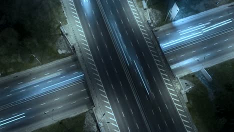 Highway-interchange-with-traffic.-Aerial-shot.-UHD,-4K