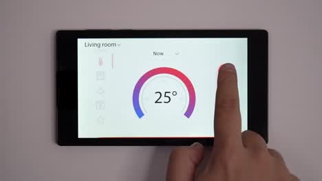 Smart-home-climate-control-device-on-a-wall