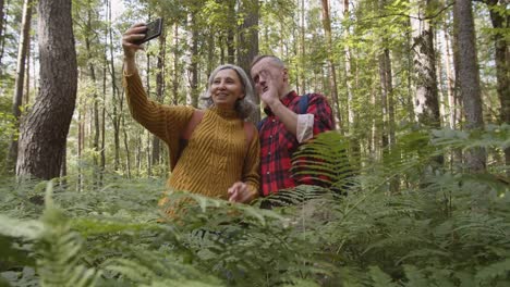 Aged-Family-Couple-Making-Selfie-Outdoors