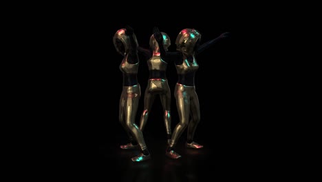 Girls-dance-group-performs-in-gold-futuristic-costumes