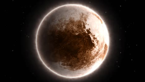 Beautiful-View-of-Planet-Pluto-from-Space-Timelapse-and-Stars---4K-Seamless-Loop-Motion-Background-Animation