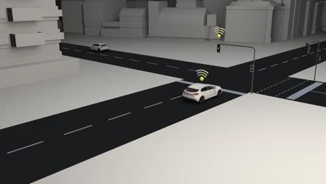 Autonomes-Auto.-Straßenkreuzung.-Ampel.