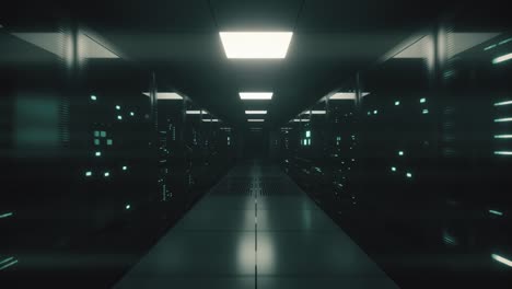 Endless-flight-along-server-blocks.-Data-center-and-internet.-Server-rooms-with-working-flickering-panels-behind-the-glass.-Technology-corridor.-Seamless-loop-3d-render