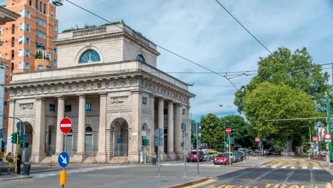 A-street-view-of-beautiful-historic-landmark---Porta-Venezia-timelapse