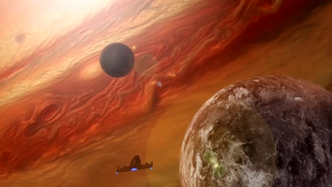 Red-Space-Planets-Passing-Spaceship--(4K)