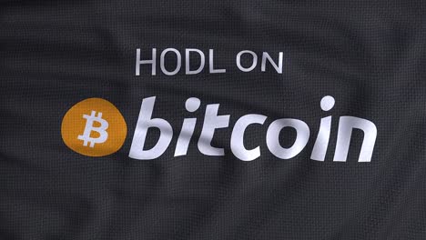 hodl-on-bitcoin-flag,-trading-digital-crypto-currency-animation-conceptual