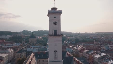 Aerial-City-Lviv,-Ukraine.-European-City.-Popular-areas-of-the-city.-Town-Hall