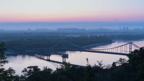 Day-time-over-the-Dnieper-river-in-Kiev.-Beautiful-dawn-over-the-Postal-square-in-Kiev.-Video-of-Kiev-on-the-Dnieper-river.-Sun-ray.-Aerial-photography-of-early-Kiev