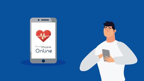 Mann-mit-Smartphone-mit-Gesundheitsversorgung-online-und-Herz-Kardio