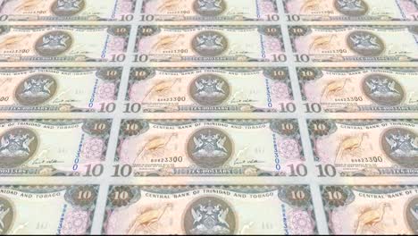 Banknotes-of-ten-dollars-of-Trinidad-and-Tobago,-cash-money,-loop