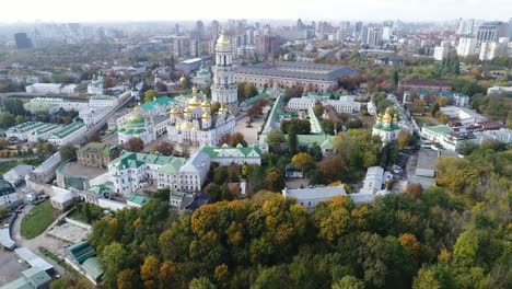 Aerial-view-of-Kiev-Pechersk-Lavra-in-autumn,-Kiev,-Kyiv,-Ukraine.