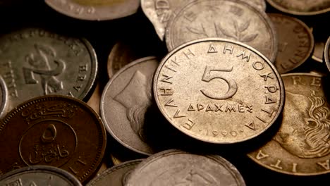 Close-up-of-very-old-coins