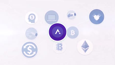 Animation-depicting-the-interconnection-of-currencies.-Stock.-Blockchain-currency-and-exchange-value-in-screen-stylized-seamless-footage.-Global-economy-concept