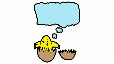 Kids-drawing-White-Background-with-theme-of-speech-bubbles-and-chicken-hatch