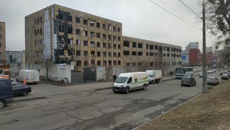 Unfinished,-abandoned-building-on-a-street-of-the-city.-Abandoned-building-multi-storey-building.