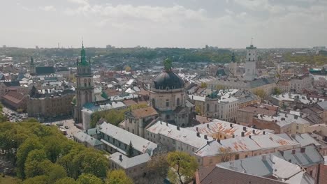 Lvov,-Ukraine.-Aerial-City-Lviv,-Ukraine.-Panorama-of-the-old-town.-Dominican