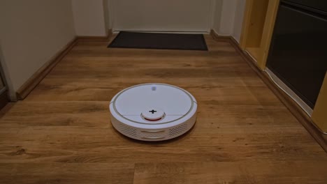 Robot-vacuum-cleaner-cleans-the-hallway