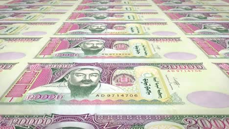 Banknotes-of-twenty-thousand-mongolian-tugrik-of-Mongolia,-cash-money,-loop