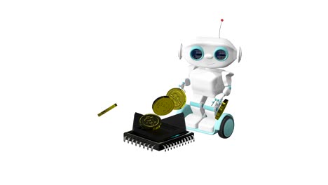 3D-Animation-of-the-Little-Robot-Mining-Virtual-Money-with-Alpha-Channel