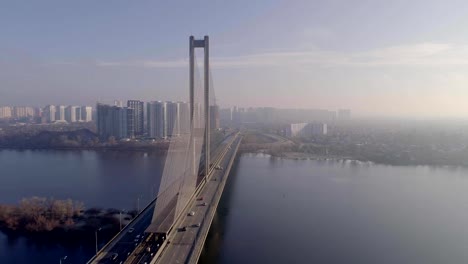 Aerial-view-of-the-South-Bridge.-Aerial-view-of-South-subway-cable-bridge.-Kiev,-Ukraine.