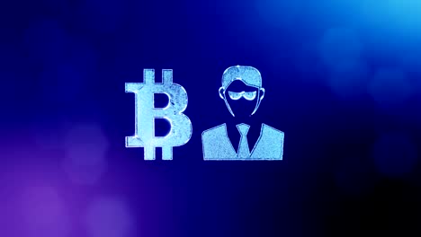 Sign-of-bitcoin-and-businessman-or-hacker.-Financial-background-made-of-glow-particles-as-vitrtual-hologram.-Shiny-3D-loop-animation-with-depth-of-field,-bokeh-and-copy-space.-Blue-background-1