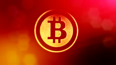 bitcoin-logo-inside-circles-like-coin.-Financial-background-made-of-glow-particles-as-vitrtual-hologram.-Shiny-3D-loop-animation-with-depth-of-field,-bokeh-and-copy-space..-Red-background-v1.