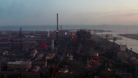 Industrial-production-plant-with-blast-furnaces