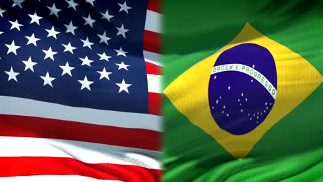 United-States-and-Brazil-flags-background,-diplomatic-and-economic-relations