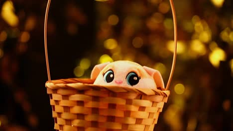 toy-rabbit-basket-gold-bokeh-hd-footage