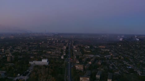 Panaromic-aerial-view-of-the-city-at-night