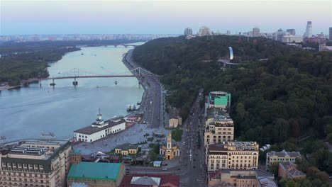 Aerial-view-of-St.-Michael's-Cathedral-and-St.-Sophia-Cathedral-at-night