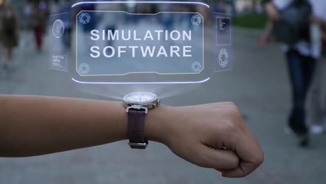 Mano-femenina-con-software-de-simulación-de-holograma