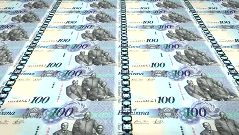 Banknotes-of-one-hundred-pulas-of-Botswana,-cash-money,-loop