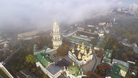 aerial-survey.-Kiev-Pechersk-Lavra,-Kiev,-Ukraine.-Kyiv-Pechersk-Lavra-on-a-hill-on-the-banks-of-Dnipro-river.