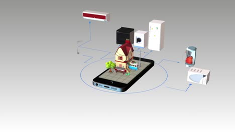 Cell-phone-connected-to-various-objects-in-the-home