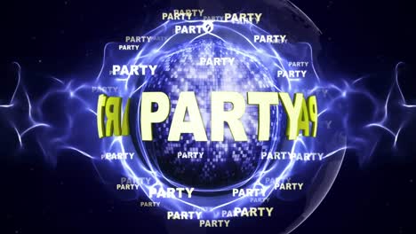 PARTY-Text-Animation-and-Disco-Ball,-Loop